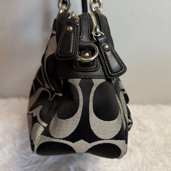 COACH Black Gray Kristin Signature Satchel Shoulder Bag - Picture 5 of 10